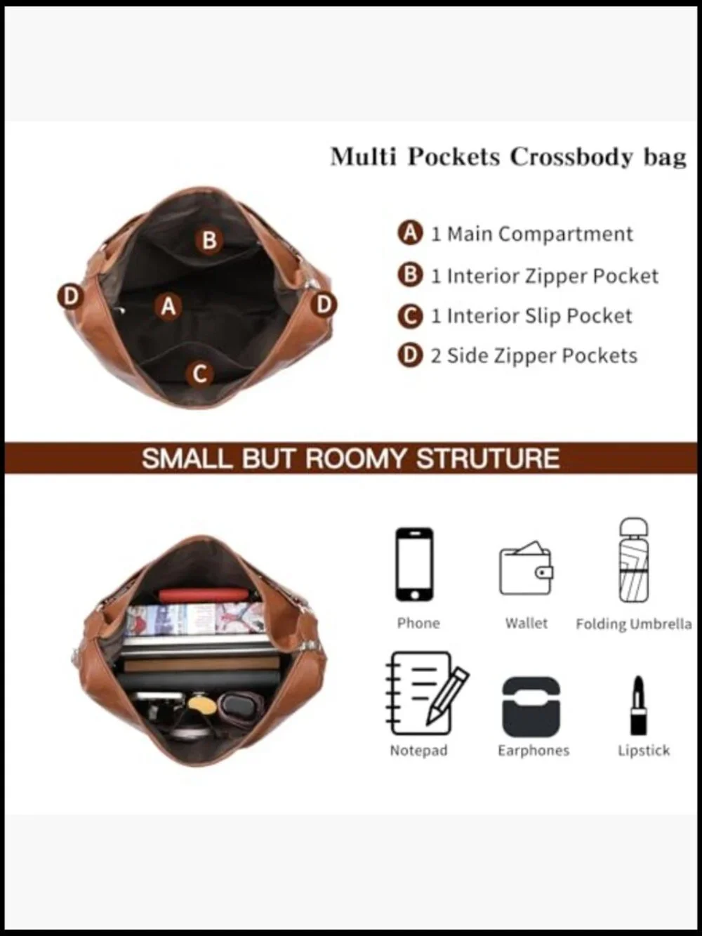 Slouchy Hobo Tote Bag Soft Faux Leather Shoulder Handbag Spacious Travel Purse